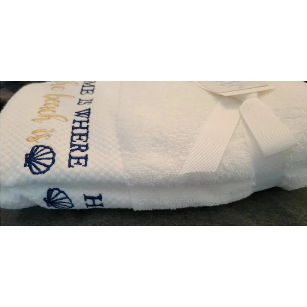 Sage Island Spa 2pk Hand Towels White Embroidered - 